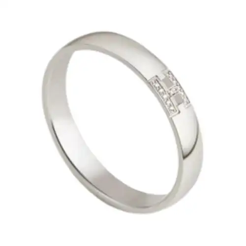 HERMES 750 White Gold Rings Women's Silver