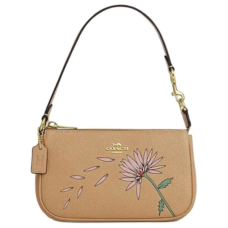 COACH Observed By Us Collaboration Nolita Cow Leather Crossbody Bag, Shoulder Bag Small Women's Brown Yellow