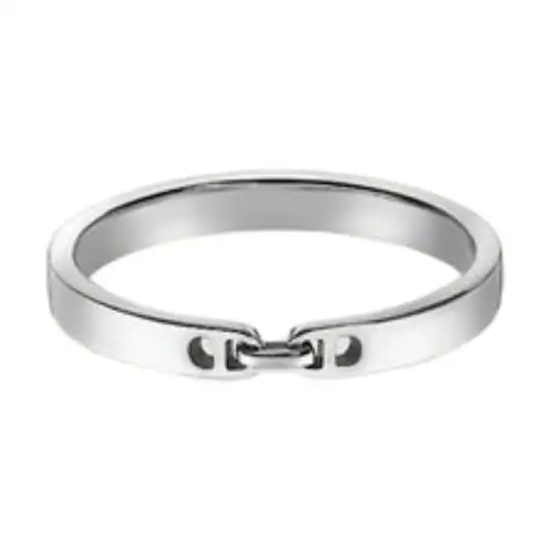 HERMES Chaine D'Ancre Platinum Rings Women's Silver