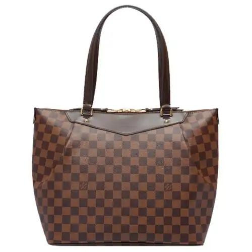 LOUIS VUITTON Damier Canvas Handbag, Shoulder Bag Large Women's Leather Brown