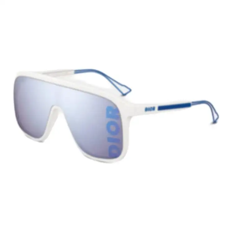 DIOR Acetate Irregular Shape Sunglasses Women's White