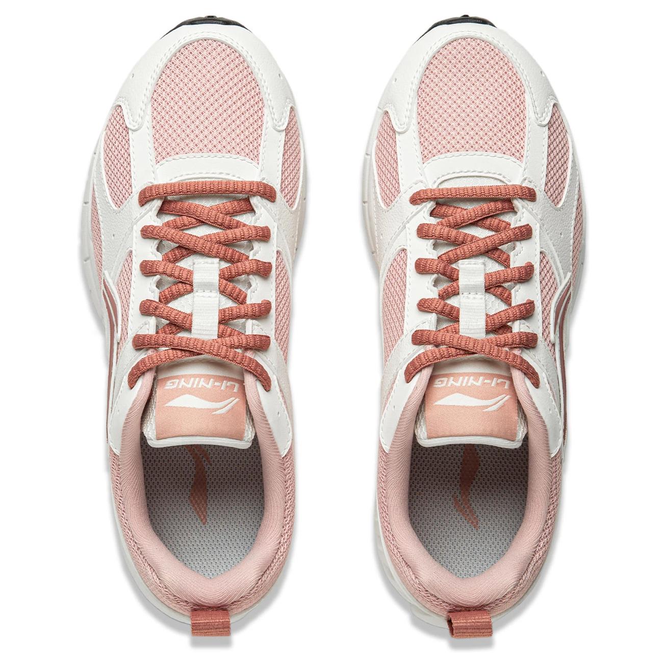 Li Ning Cushioning Slip Resistant Abrasion Resistant Breathable Low top Running Shoes Women’s White Pink