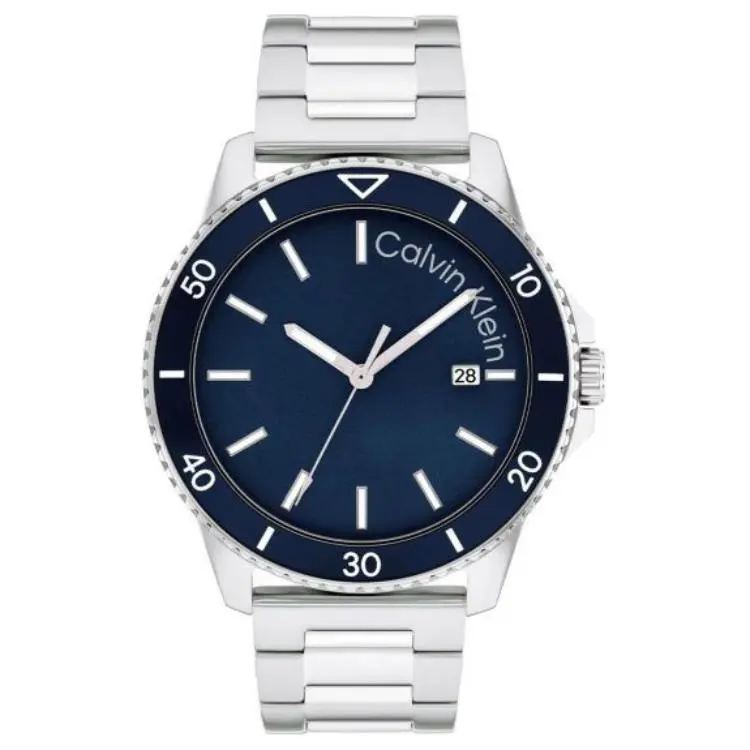 CALVIN KLEIN Wrist Watches Quartz Movement Stainless Steel Strap 44mm Blue Dial Men's Watches 30m Water Resistant