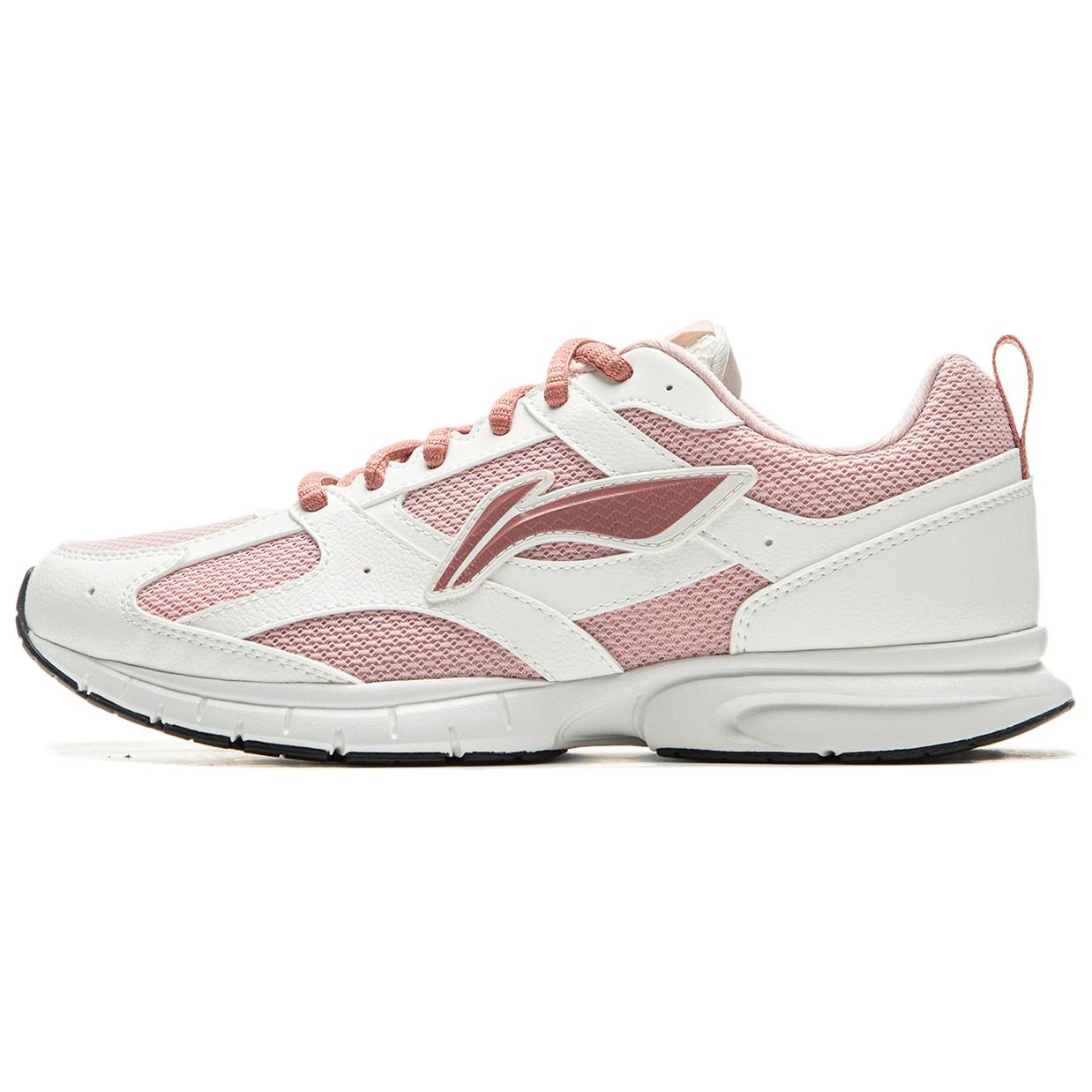 Li Ning Cushioning Slip Resistant Abrasion Resistant Breathable Low top Running Shoes Women’s White Pink