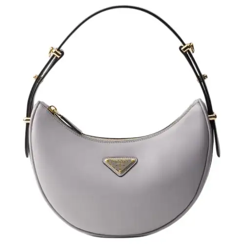 PRADA Leather Handbag, Shoulder Bag Women's Granite Gray