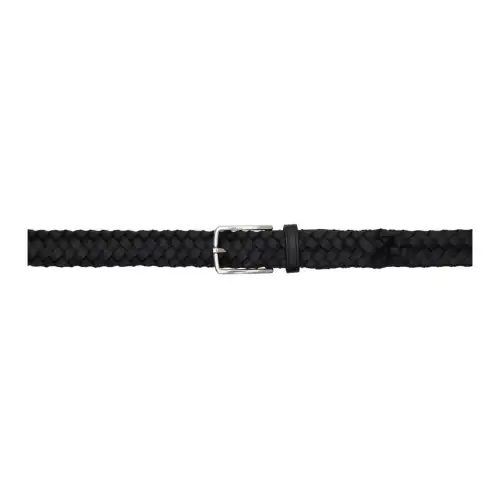Bottega Veneta Brand Logo Lambskin Leather Belts Men's Black Width 3cm
