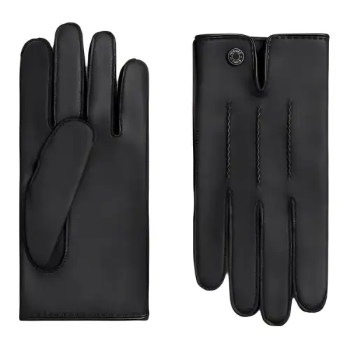 HERMES Silk Knit Gloves Men's Black/Mocha/Blue