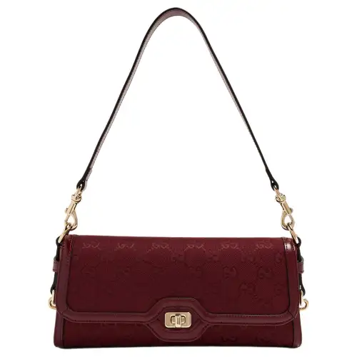 GUCCI Canvas Handbag, Shoulder Bag Women's Dark Red