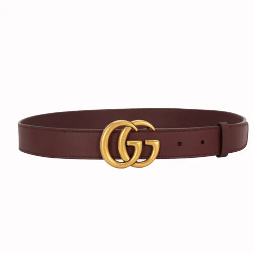 GUCCI GG Marmont Cow Leather Belts Women's Burgundy Width 2.9cm