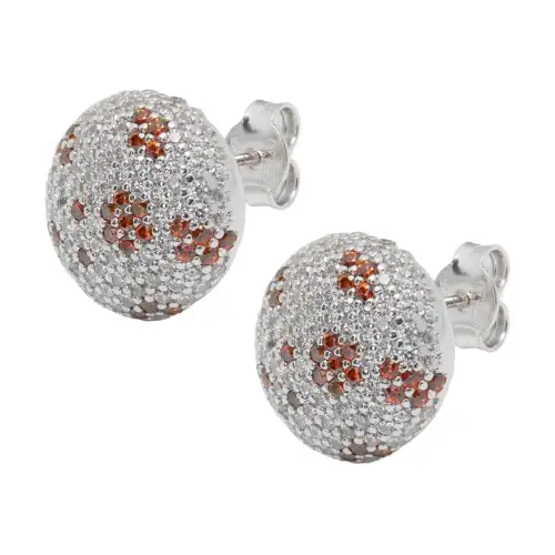 LOEWE Synthetic Cubic Zirconia Stud Earrings Women's Silver
