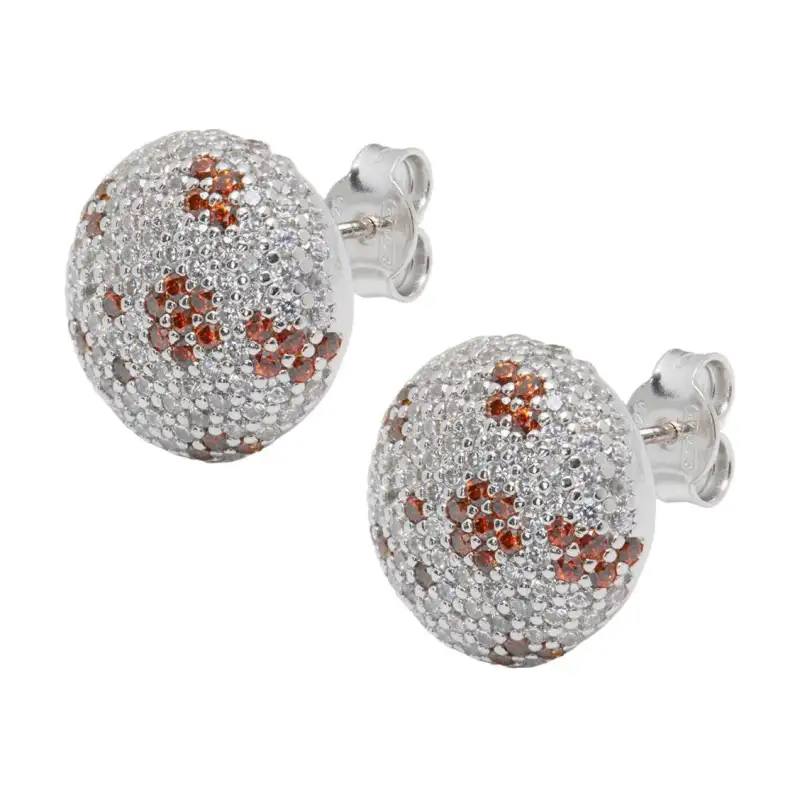 LOEWE Synthetic Cubic Zirconia Stud Earrings Women's Silver