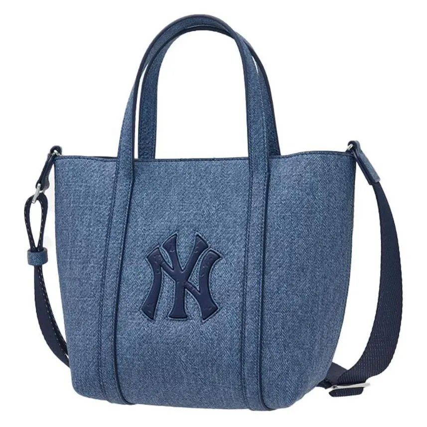 MLB Artificial Leather Tote Basket Bag, Handbag, Shoulder Bag, Crossbody Bag Unisex Denim Blue