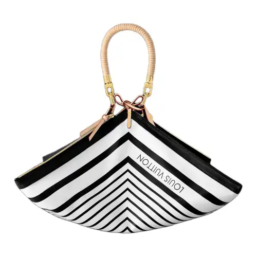 LOUIS VUITTON Cow Leather Handbag Women's Black White