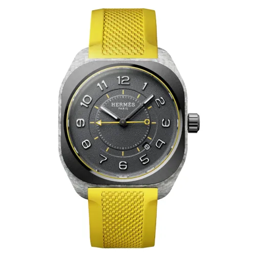 HERMES Wrist Watches Automatic Mechanical Movement Rubber Strap 39mm Black Dial Men's Watches