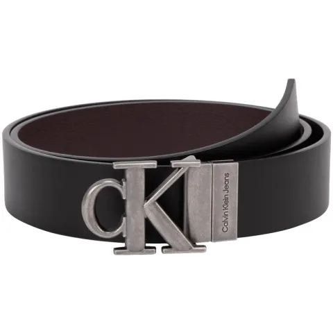 CALVIN KLEIN Cow Leather Belts Men's Black/Dark Brown Width 3.5cm