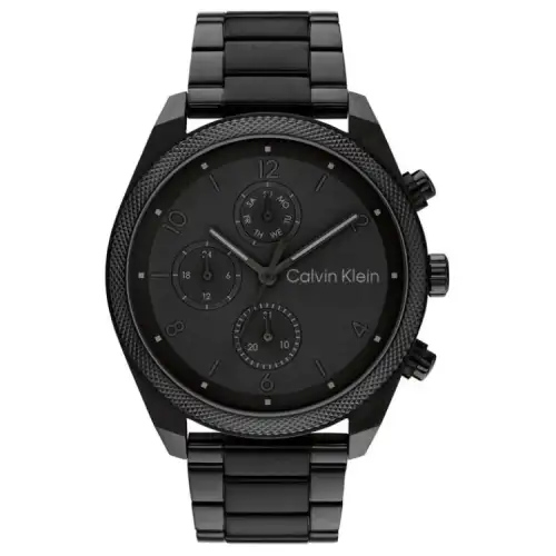 CALVIN KLEIN Wrist Watches Quartz Movement Stainless Steel Strap 44mm Black Dial Men's Watches 30m Water Resistant