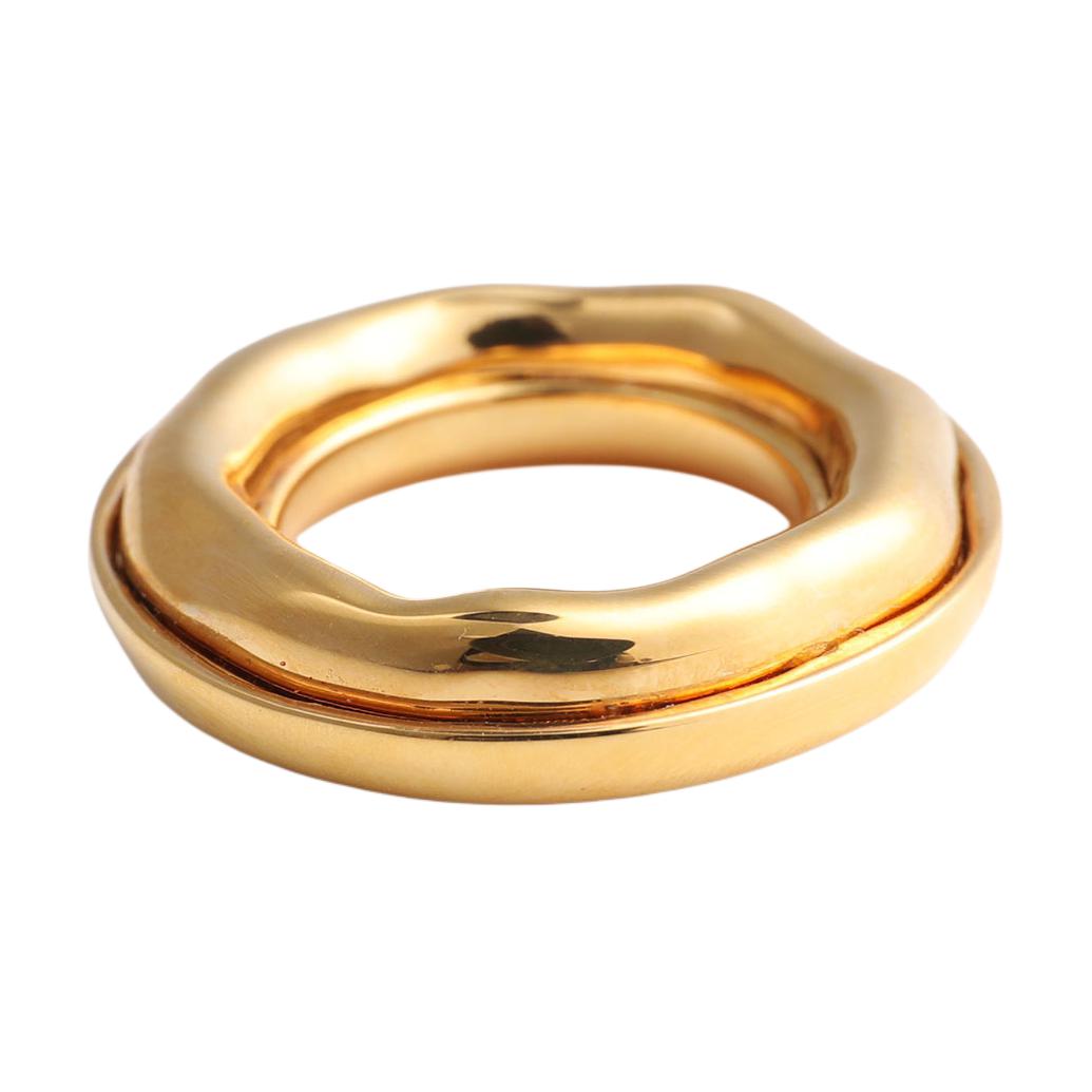 JIL SANDER Carved brass golden ring with letters