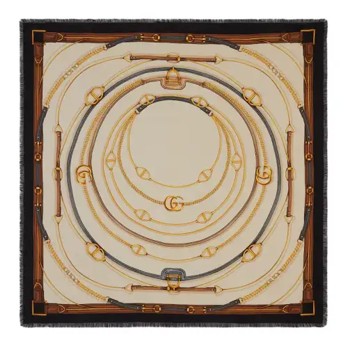 GUCCI Cashmere Knit Scarves Women's Brown