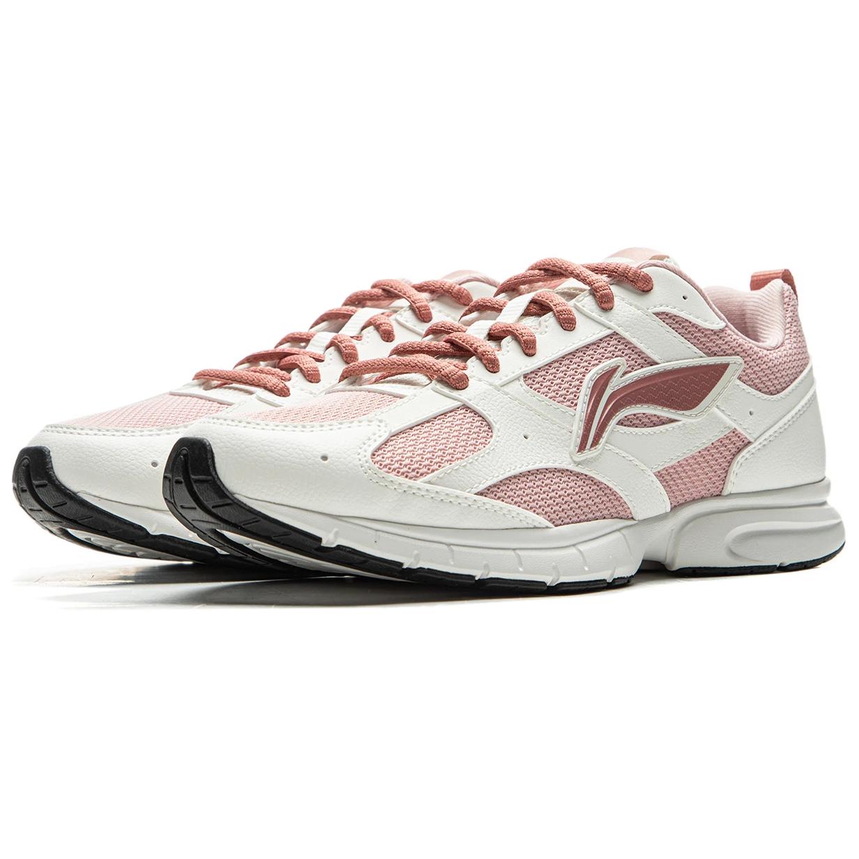 Li Ning Cushioning Slip Resistant Abrasion Resistant Breathable Low top Running Shoes Women’s White Pink