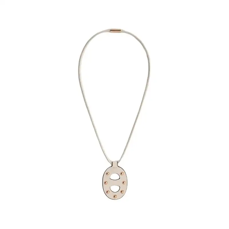 HERMES Calfskin Pendants Women's Brown/White/Black