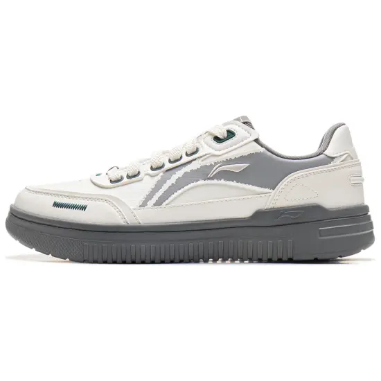 LiNing Slip Resistant Cushioning Wear Resistant Lightweight Breathable Low Top Skateboard Shoes Men's White Gray