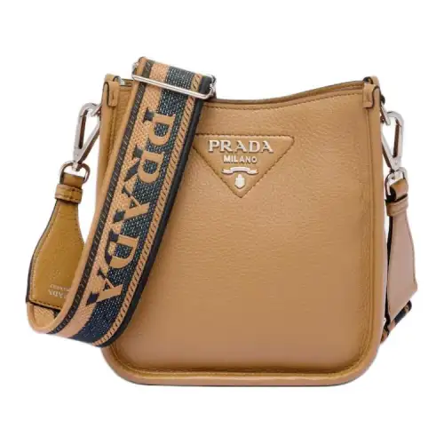 PRADA Leather Crossbody Bag, Shoulder Bag Women's Caramel