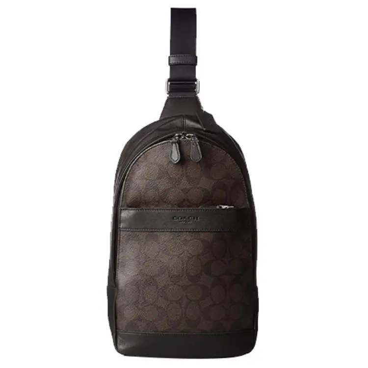 COACH Charles Coated Canvas Sling Bag, Crossbody Bag Small Men's Brown
