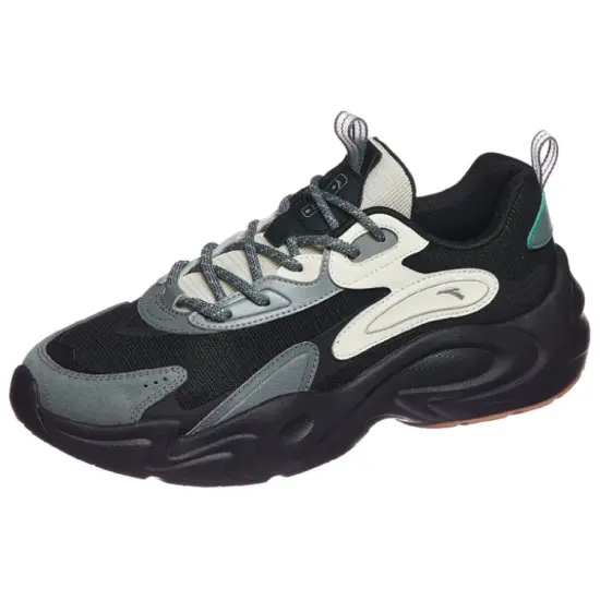 ANTA Life Collection Chunky Sneakers Men Low-Top Basic Black/Silicon Green/Mica Gray/Coarse Linen Gray