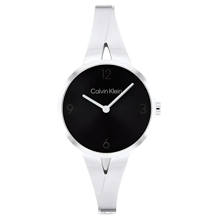 CALVIN KLEIN Wind Style Collection Wrist Watches Quartz Movement Steel Strap 30mm Black Dial Women's Watch