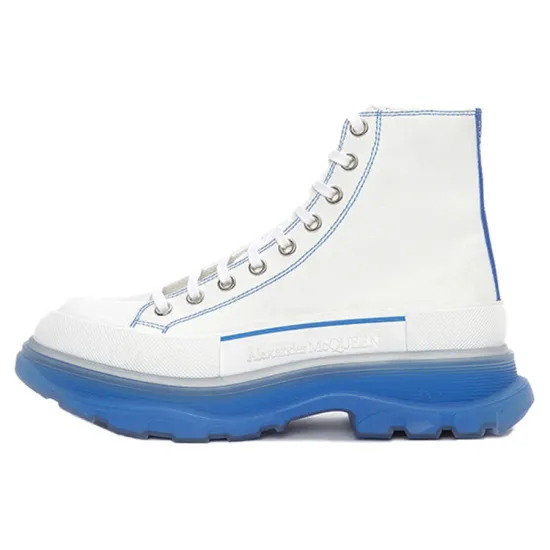 Alexander McQueen Tread Slick Ankle Boots Men White Blue