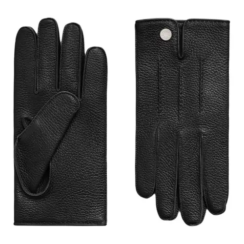 HERMES Cashmere Gloves Unisex Black