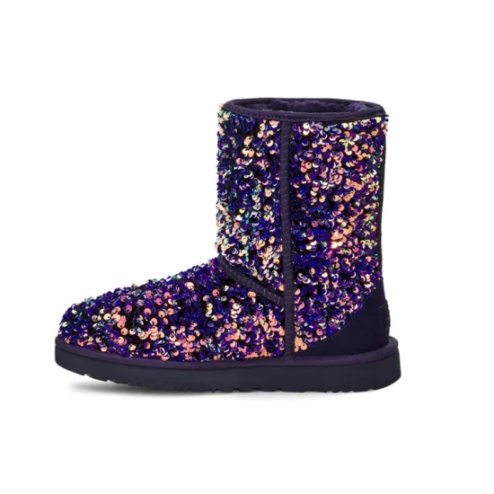 UGG CLASSIC SHORT Snow Boots Women's Black Basket Purple