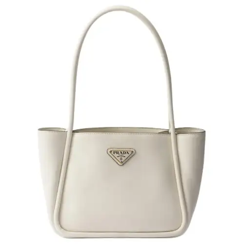 PRADA Leather One Shoulder Handbag Mini Women's White