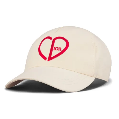 DIOR 100% Cotton Baseball Caps Women's Beige Limited