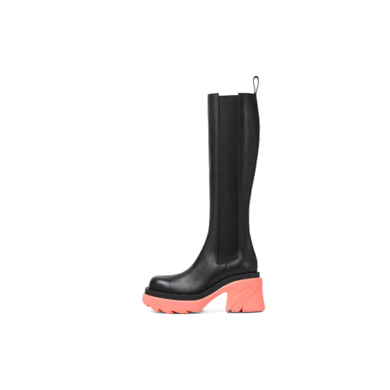 Bottega Veneta Leather Heel Boot Black Flamingo Women's