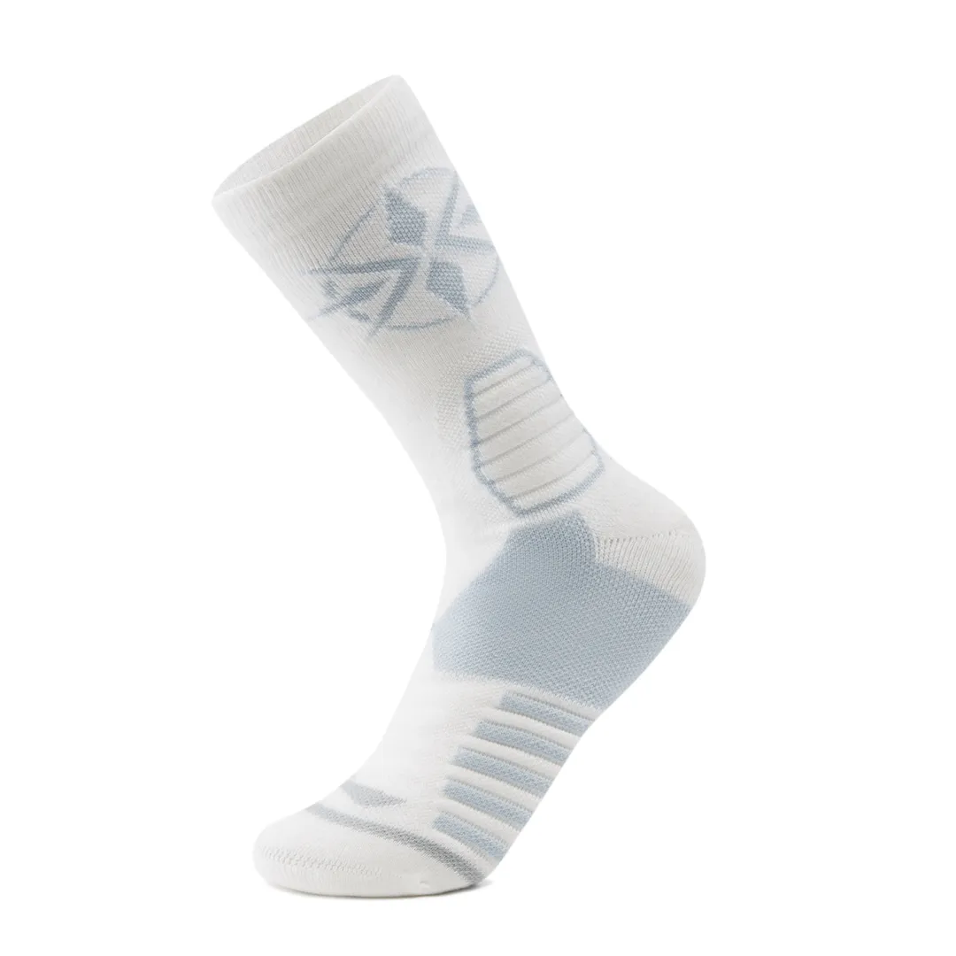 Li Ning Basketball Collection Crew Socks Unisex 1 Pack White Pearl