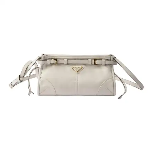 PRADA Leather Crossbody Handbag, Shoulder Bag Women's White