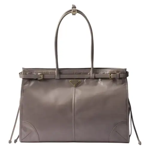 PRADA Leather Shoulder Bag, Crossbody Bag, Handbag Large Women's Asphalt Gray