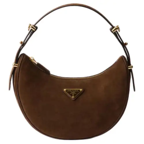 PRADA Suede Leather Portable Crossbody Bag, Shoulder Bag Women's Cocoa Brown