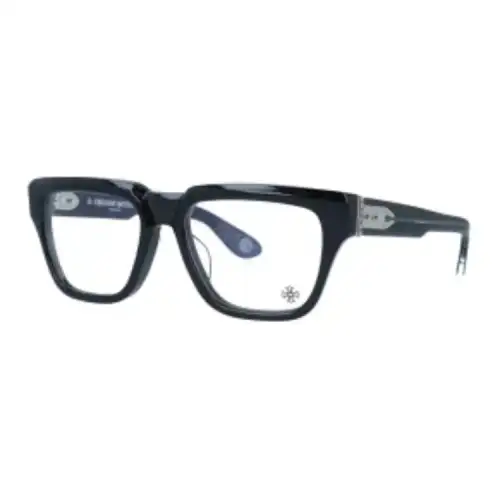 Chrome Hearts Plastic Sterling Silver Rectangular Eyeglass Frames Unisex Black