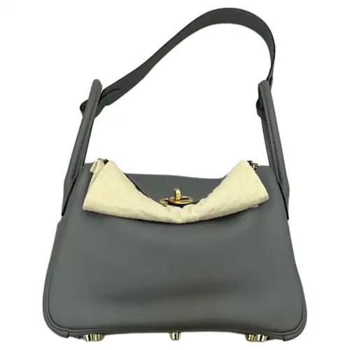 HERMES Lindy Swift Calfskin Shoulder Bag 26 Women's P0 Gris Pantin Puppet Gray