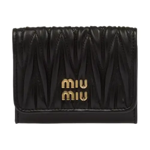 MIU MIU Leather Card Holder, Wallet Women's Black