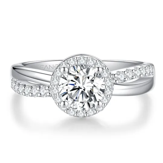FANCI 925 Sterling Silver With Full Diamond Inlaid White Gemstone Rings Women's Gift Box Set
