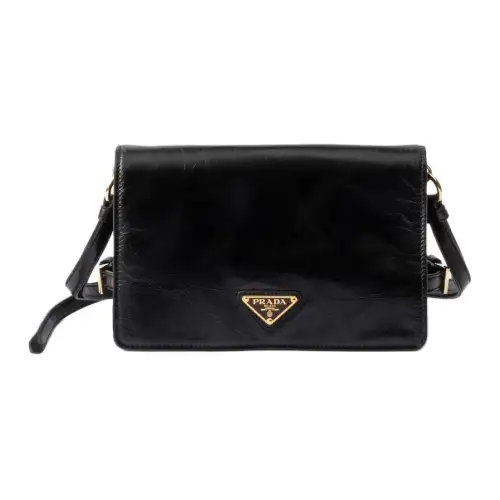 PRADA Leather Crossbody Bag, Shoulder Bag Women's Black