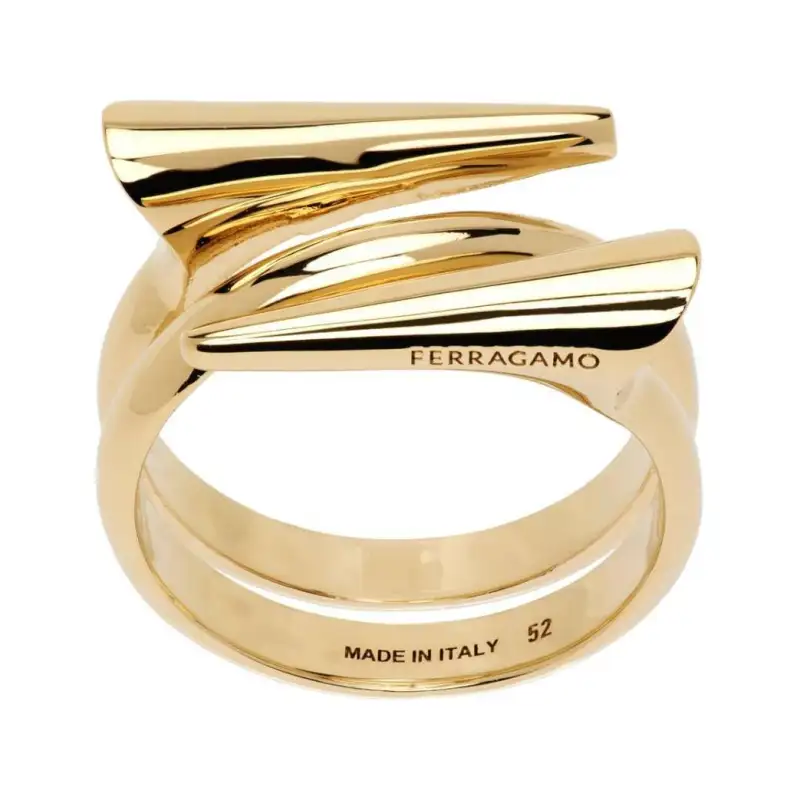 FERRAGAMO Ferragamo Engraving Details Brass Ring Women's Gold