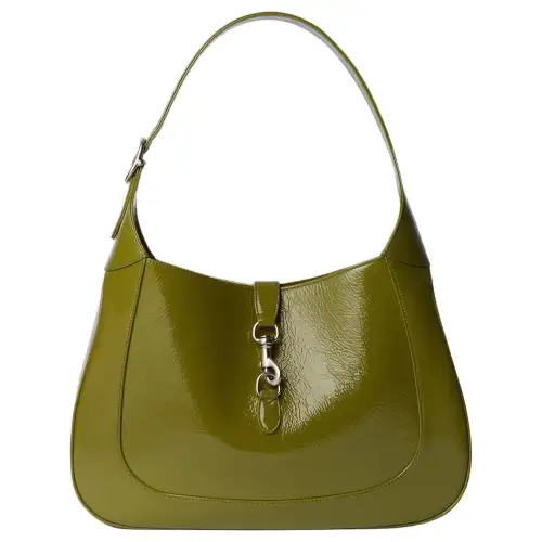 GUCCI Patent Leather Handbag, Shoulder Bag Men's Olive Green