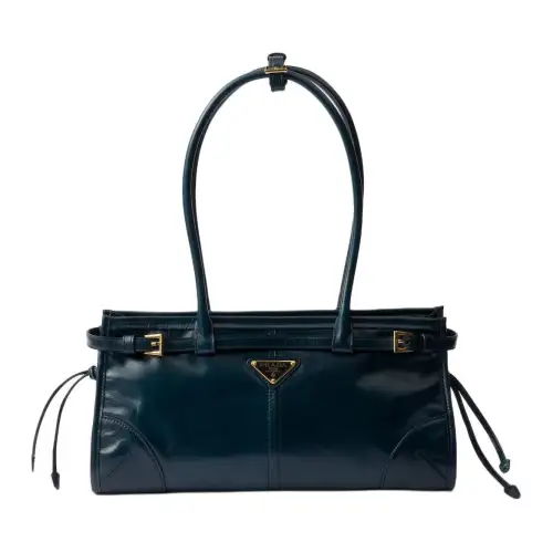 PRADA Bonnie Leather One Shoulder Handbag Medium Women's Denim