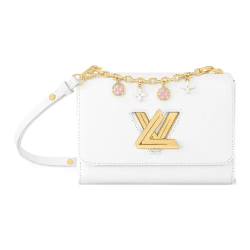 LOUIS VUITTON Twist Leather Shoulder Bag, Crossbody Bag Medium Women's White