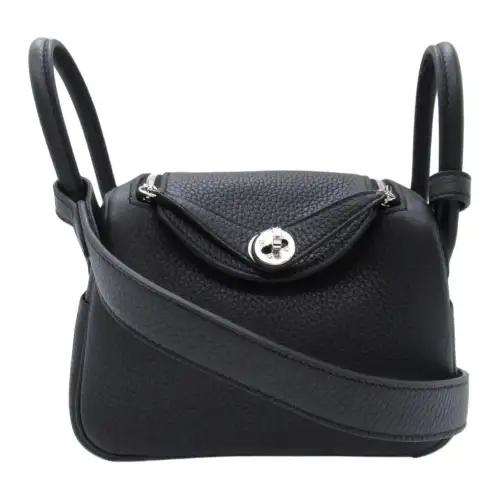 HERMES Lindy Clemence Bullock Leather Handbag 19 Women's 89 Noir Black