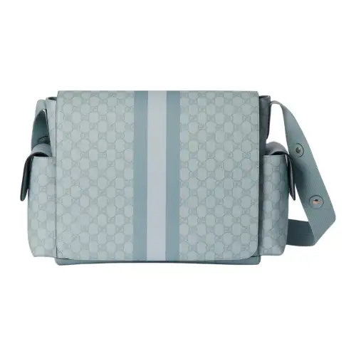 GUCCI Ophidia Canvas With Leather Trim Shoulder Bag, Crossbody Bag Medium Women's Gray Blue